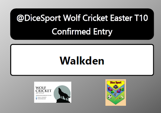 DiceSport's tweet photo. The twenty-fourth club confirmed into our @wolf_cricket Easter T10 are @DiceSport debutants @WalkdenOfficial.

More than half the spaces are now full - don't miss out on winning the great prizes from @wolf_cricket - just DM us to enter or for more information! https://t.co/vt9Cr6oZkj