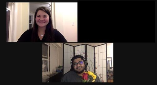 Zoom blind date: He "had flowers that he virtually presented to me, which was very sweet."  buff.ly/3bsos8a  <a href="/DinnerWithCupid/">Dinner With Cupid</a>