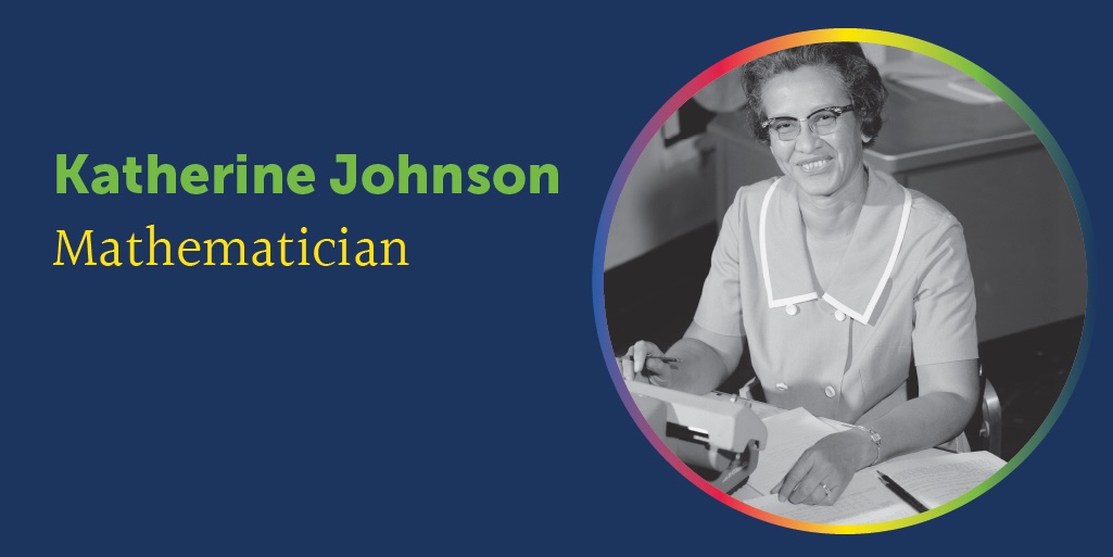 Sciencenter's tweet photo. Friday Highlight- Katherine Johnson was an incredible Mathematician who worked for NASA. She used math to figure out how to send astronauts into orbit around earth &amp; assisted w/ sending astronauts to the moon &amp; back! Learn more about Johnson by watching the film “Hidden Figures.” https://t.co/JMp42mgLux