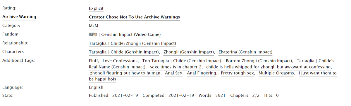 neronewo's tweet photo. https://t.co/bv8biSOTck
Title: 10000 Hours
Pairing: Childe/Zhongli
Rating: Only Chapter 2 is explicit/NSFW! 
#tartali #タル鍾 #chili 
enjoy uwu https://t.co/hAL0IK2vGf
