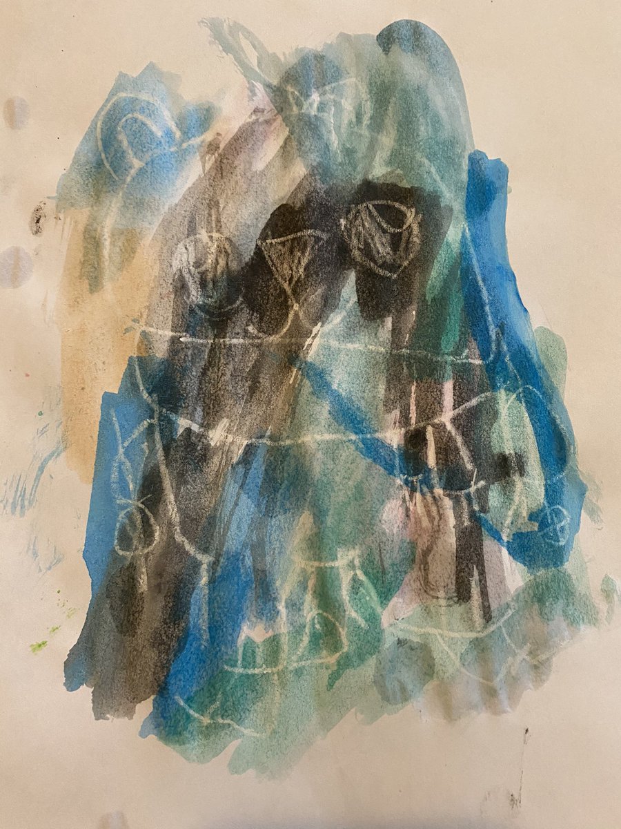 Mrs_R_Ortiz's tweet photo. My students wanted to art, so we drew a picture in white crayon and when they were done they painted over it with watercolor paint #ovs_community @OVS_Community https://t.co/6zY8Ws1wpv