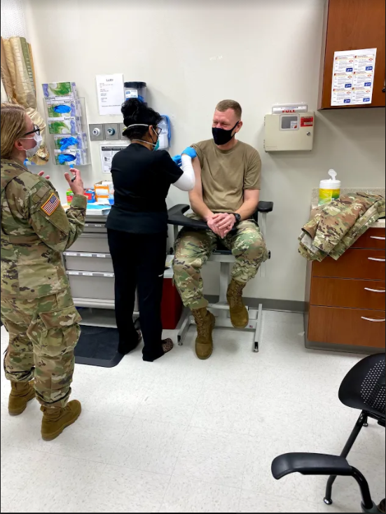 USArmyFortSill's tweet photo. Shout out to @Reynolds_AHC for giving @6_fires, @7Fires3, @redleg6_kob and @CSM_Mac their second doses of the COVID-19 vaccination! We highly encourage you to get yours when the chance comes!
@TRADOC @PaulFunk2 @usacac @TradocDCG https://t.co/dN84IWTdql