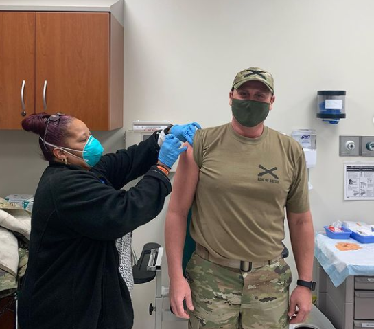 USArmyFortSill's tweet photo. Shout out to @Reynolds_AHC for giving @6_fires, @7Fires3, @redleg6_kob and @CSM_Mac their second doses of the COVID-19 vaccination! We highly encourage you to get yours when the chance comes!
@TRADOC @PaulFunk2 @usacac @TradocDCG https://t.co/dN84IWTdql