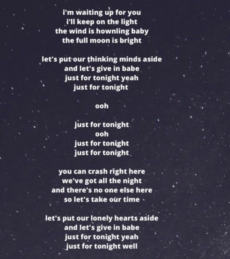 just for tonight lyrics (gavin’s song)