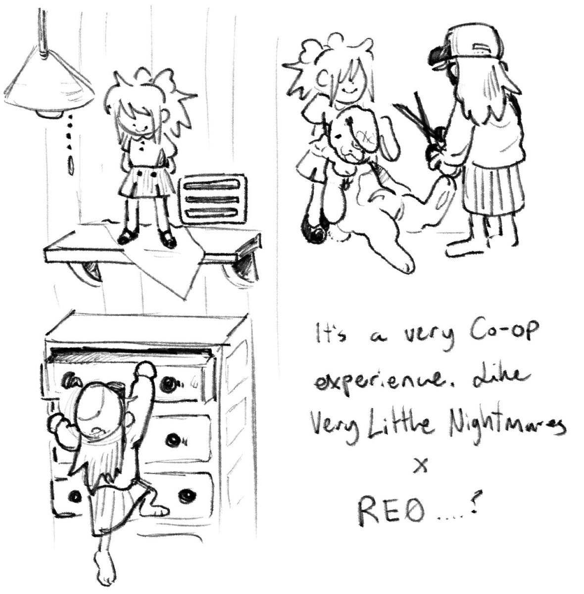 here's some more of gaigame with the LN au ? weird scary girls in a weird scary world 