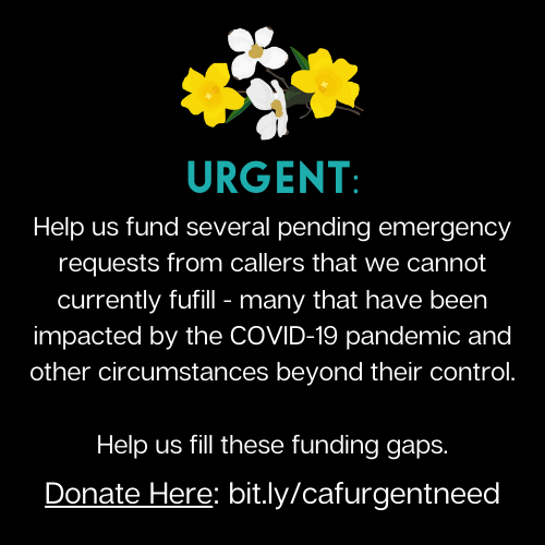 CarolinaAbtnFnd's tweet photo. We have an urgent, emergency ask of the community. We have several pending emergency requests from callers who need to make up funding gaps totaling more than $10,000. https://t.co/uyst7XgU68