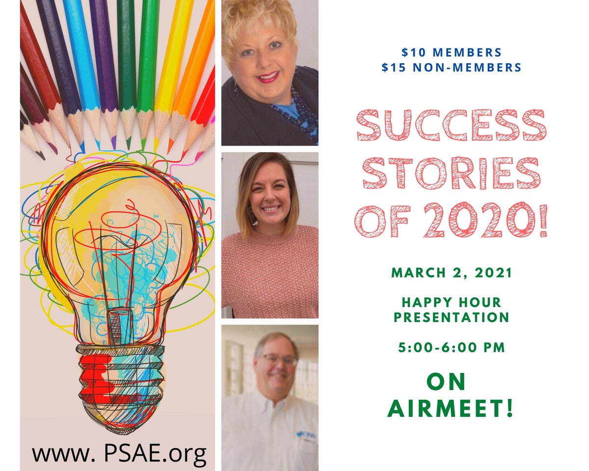 PghSAE's tweet photo. Success Stories of 2020! Three well-seasoned PSAE members will be sharing their success stories and strategies March 2nd at 5PM  https://t.co/ZwtQ4Mx4SO https://t.co/Q9Vu7eo0ID