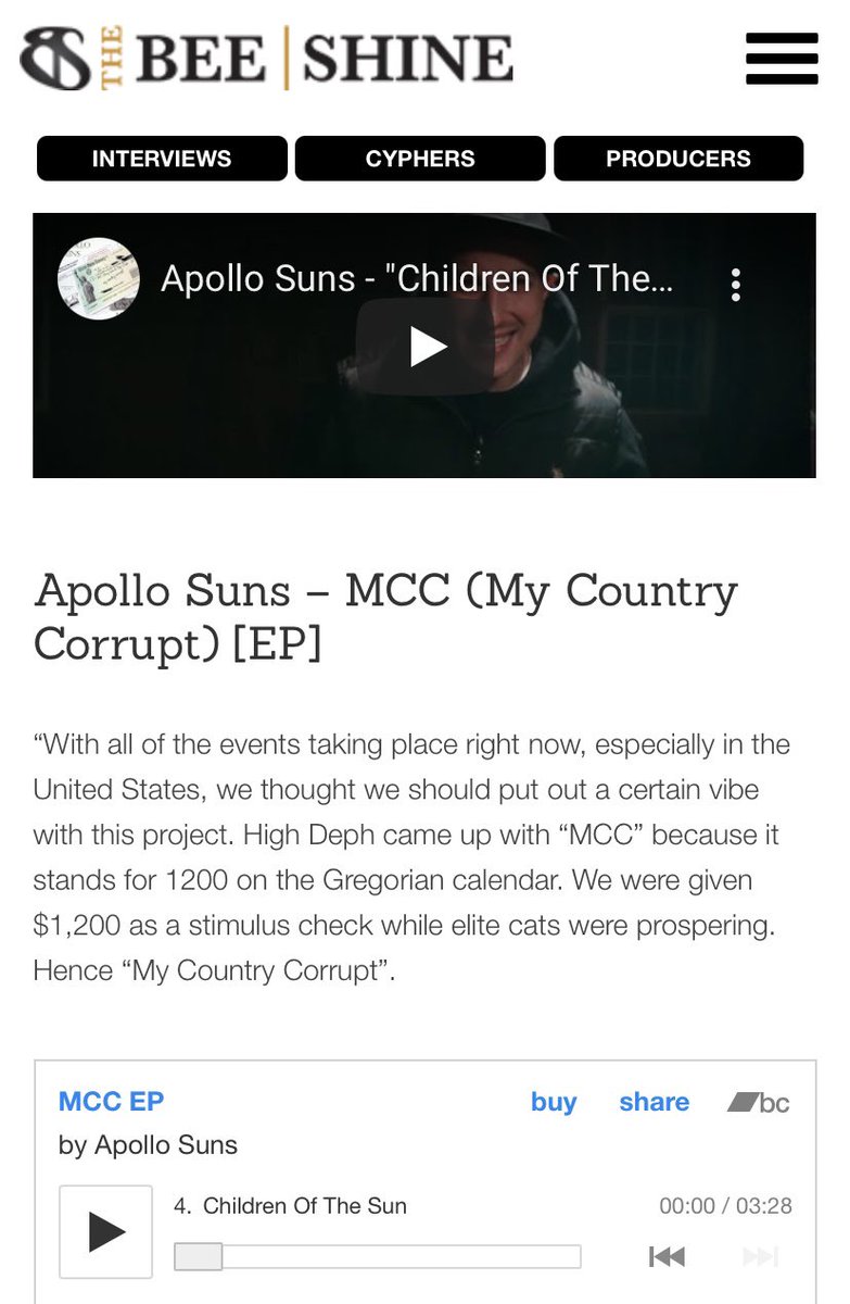 MCJohnnyWae's tweet photo. Peace to @MRCPromotion , RJ Baker from late night session, The Rap Pack , @RapCriticsBlog , and @TheBeeShine for showing @ASHipHop love on the new joint, “Frame Of Mind”, and MCC EP!
#ApolloSuns #AS #ASHipHop #MCJohnnyWae #HighDeph #MCC #ChildrenOfTheSun #HipHop #Music #Video https://t.co/9ZqvH2xOgw