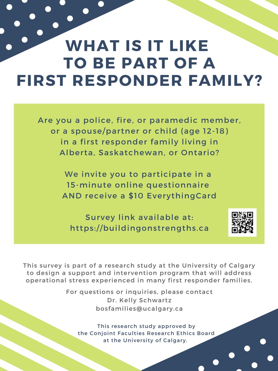 BOSFamilies's tweet photo. Are you a public safety personnel (PSP) – police, fire, paramedic? Are you a PSP family member (spouse/partner, child 12-17 y/o)? Do u live/work in AB, SK, or ON? Do our 15-min family survey and get a $10 gift card! @RCMPAlberta
 @RCMPSK
 @RCMPONT
 @TPAca
 @TorontoBTB
 @opp_btb https://t.co/Pz26jzeB6O