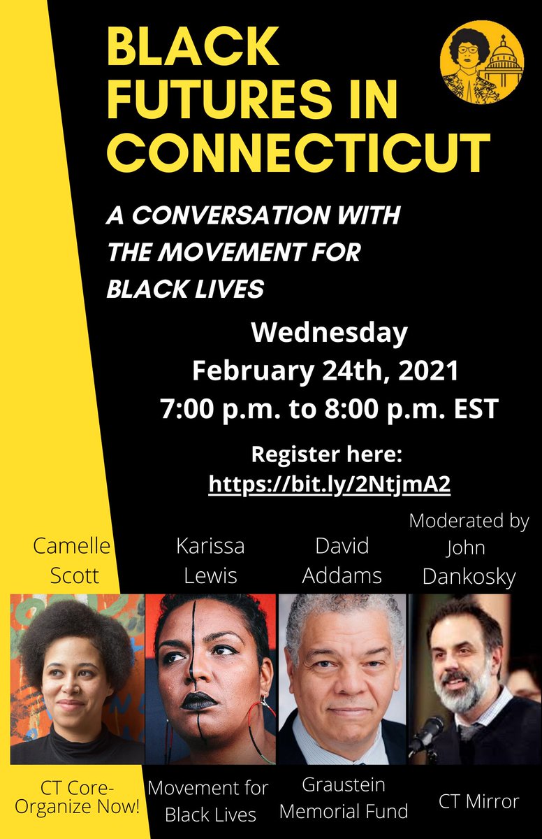 WCGMemorialFund's tweet photo. We believe #BlackLivesMatter. Join us for "Black Futures in Connecticut: A Conversation with the Movement for Black Lives," featuring organizers from @CTCORE &amp; @Mvmnt4BlkLives discussing the fight for Black liberation locally and nationally. Register here: https://t.co/0DHQ5vV4Of https://t.co/QtRBDjsnQG