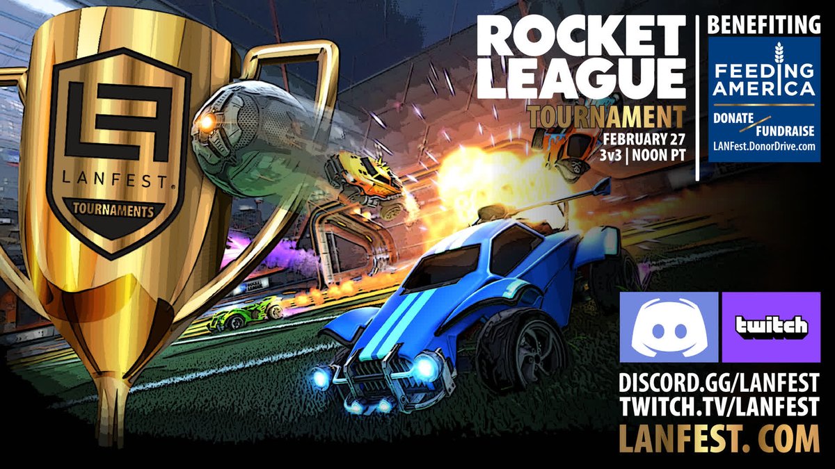 LANFestTampa's tweet photo. Join in the #LANFEST 3v3 #RocketLeague Tourney Sat., 2/27 at noon PT for chance at some sick prizes! 

Register >> https://t.co/PG0BWxZQKZ 
Facebook Event >> https://t.co/VL0MaHPm48
Discord >> https://t.co/ps9TjOMjNY
Watch >> https://t.co/J8nnPTaawN https://t.co/wZieKit78s