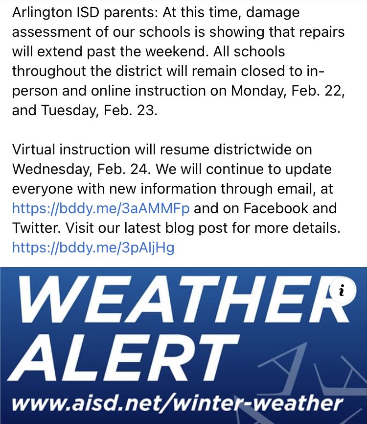 School is closed Monday and Tuesday. We will have virtual learning only for all students on Wednesday.
