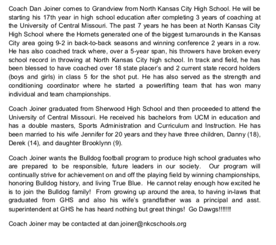 greg_linhart's tweet photo. We have a new head football coach at GHS...welcome to the Dawg Pound family @Djoiner55 https://t.co/AJrjGmAaLo