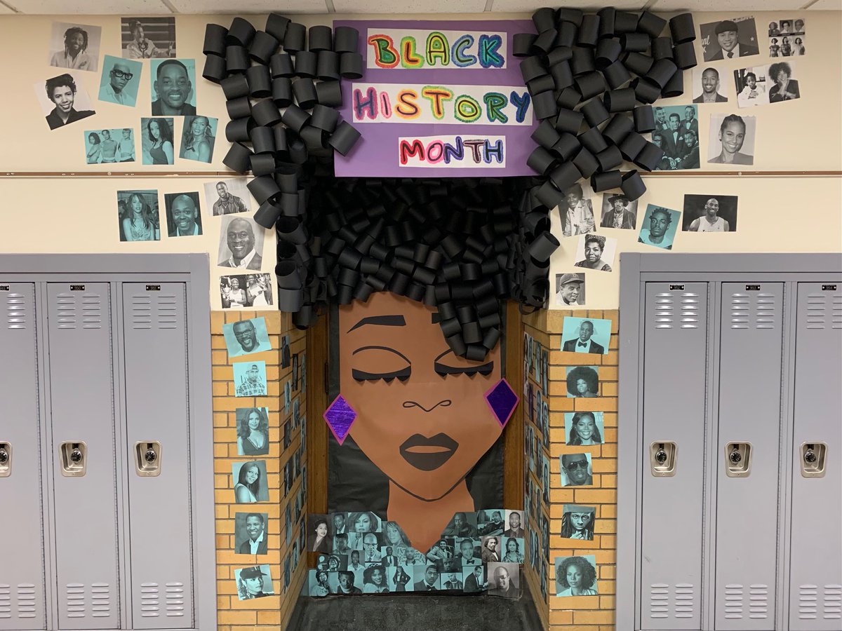 We've saved this post until the project was fully complete, but even halfway finished, it looked incredible. Ms. Zobrosky and her art students are in the spotlight again with the hall display they created for Black History Month.