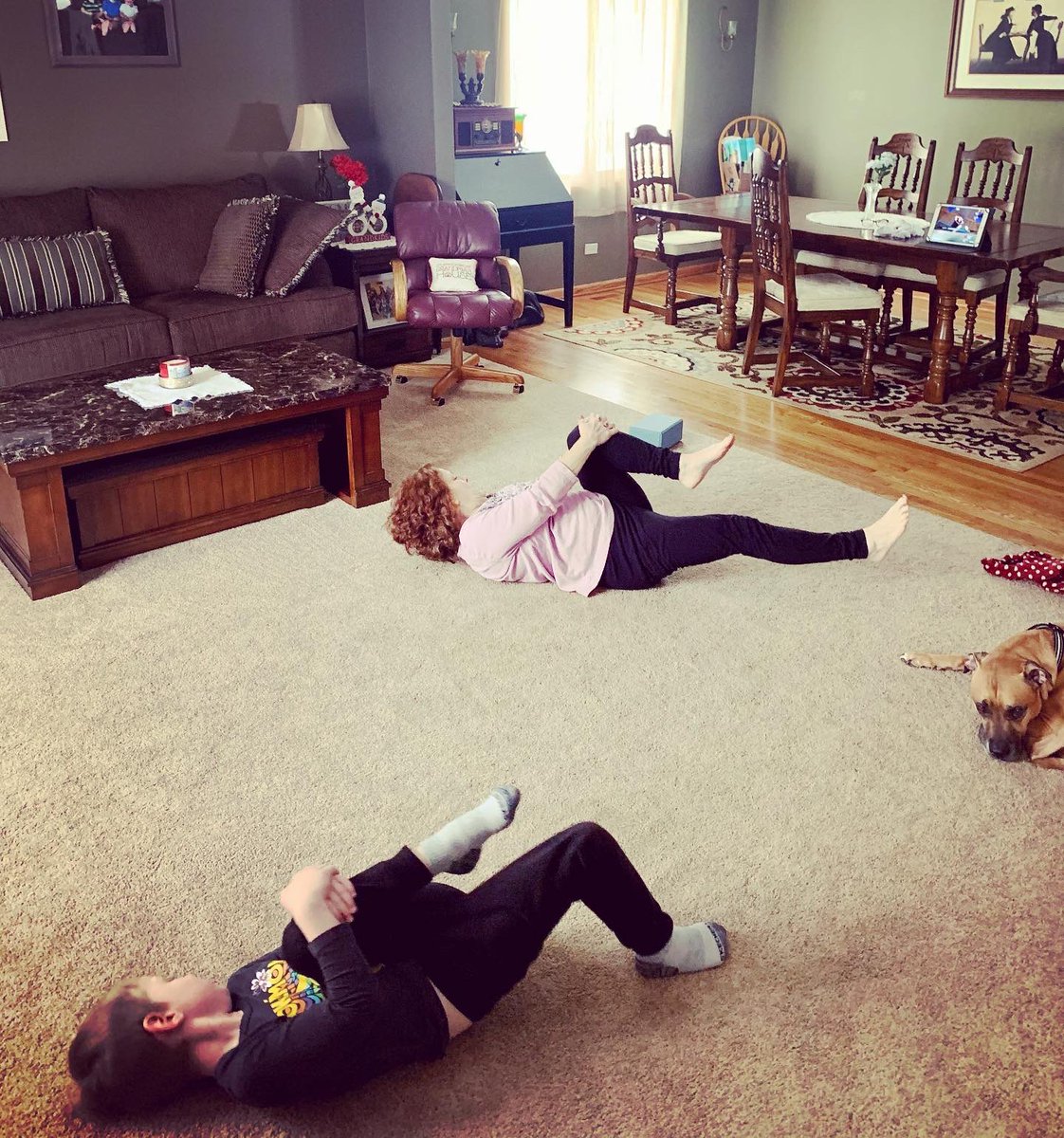 NextLevelGrit's tweet photo. My awesome husband took Connor over to Grandma’s for the afternoon. And the two of them did some @ddpyoga together! I’m so proud of my mother in law! #DDPYWorks #positivelyunstoppable #strongereveryday #nextlevelgrit #warriorwomen #notdoneyet #weightlossjourney #ddpyrebuild https://t.co/6FJwJvdi58