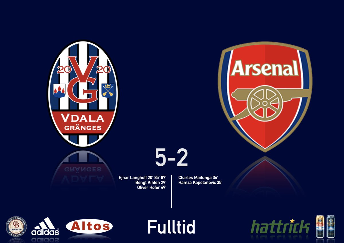 VdalaGranges's tweet photo. Vi är vidare till åttondelsfinal i PåskCupen Champions League efter en övertygande 5-2 vinst mot Arsenal F.C.. Ejnar Langhoff med sitt första hattrick för klubben. https://t.co/kCZusfoepD