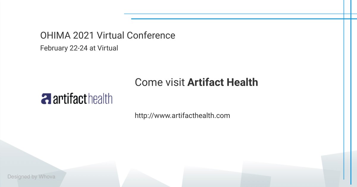 ArtifactHealth's tweet photo. Join Artifact Health at the @OhioHIMA #HIMACITY21 #virtualconference on February 22–24, 2021. Stop by our #virtualbooth to learn more about Artifact’s mobile physician query platform. ​#OHIMA21

https://t.co/KZbsRuGaDE
https://t.co/ngsJ4UNtUN https://t.co/O1h85IfGXx