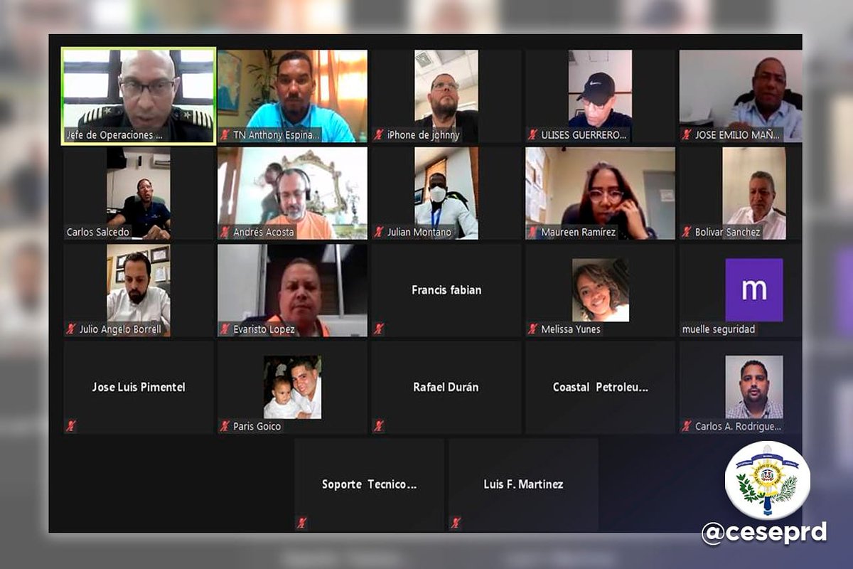 CESEPRD's tweet image. CESEP realiza reunión virtual con los Oficiales de Protección de las Instalaciones Portuarias (OPIP).
#Ceseprd #códigopbip