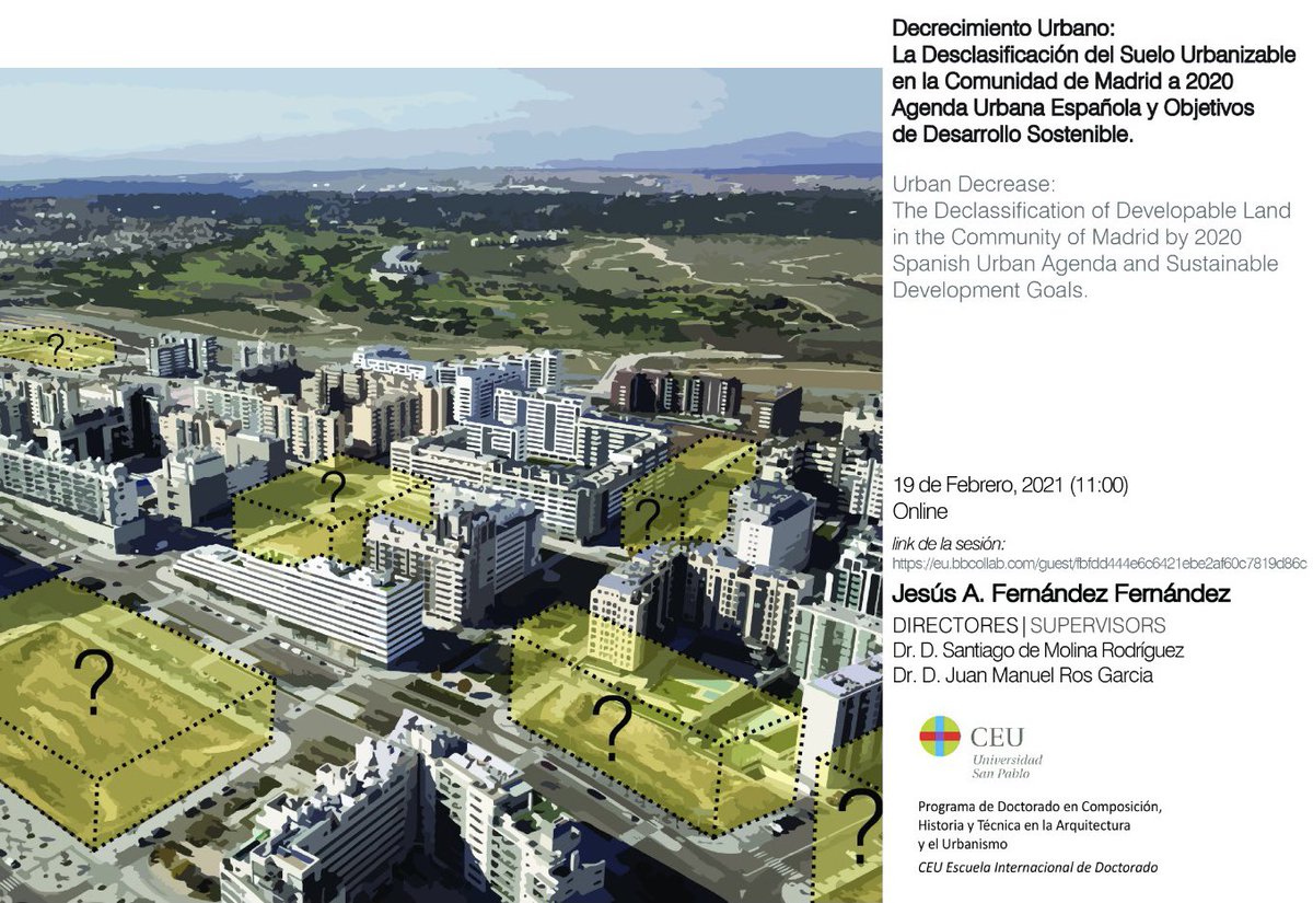 JAFF_Arquitecto's tweet photo. Hoy he tenido el honor de defender mi tesis doctoral sobre Decrecimiento Urbano. Resultado de 4 intensos años de investigación sobre las posibilidades de usar el Suelo Vacante como herramienta para poner en práctica políticas palanca en relación con la Agenda Urbana Española https://t.co/xWKsb1Rk9G