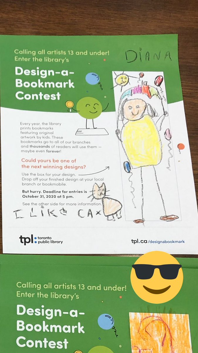MsCrolly's tweet photo. Over the break @MsGiovannaSalas &amp; I found out our student D was picked as 1 of the winners of the @torontolibrary bookmark contest! After a long 2 month wait, @TDSB_Colin was able to present her with her prize. We all can’t wait to see her bookmark printed at the library soon! https://t.co/WrxgW34C9o