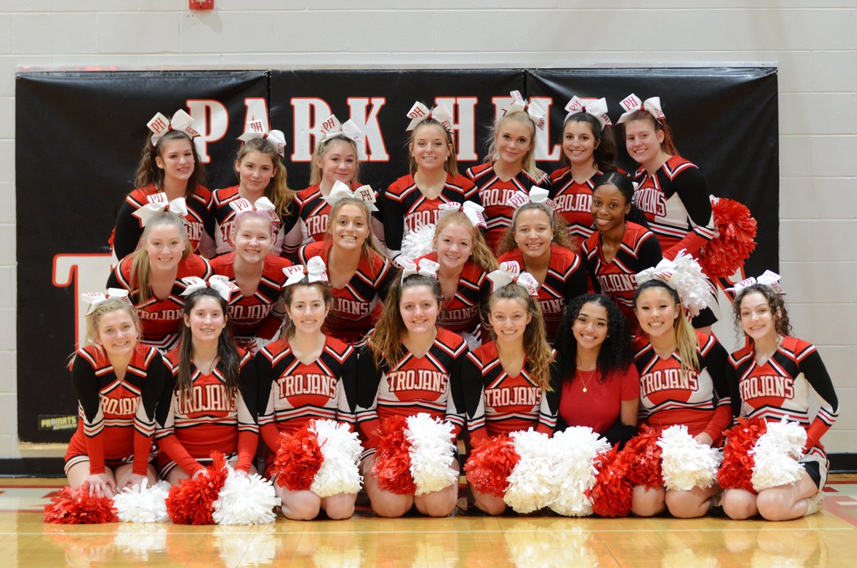Final group shot for Park Hill Cheerleaders at last basketball home game of the season. <a href="/Park_Hill_Cheer/">Park Hill Cheer</a>