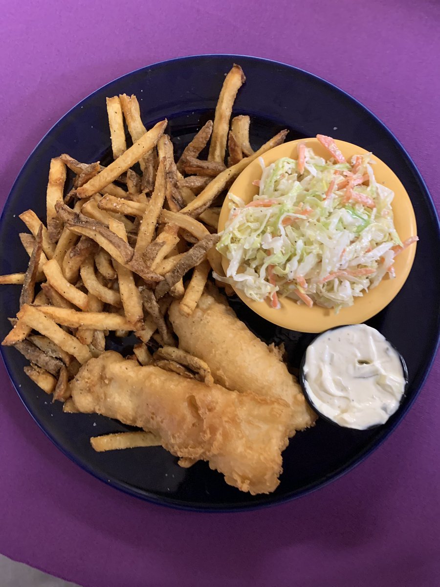 Tonight at Bigg’s BBQ our Lent Special: Beer Batter Fish and Chips served with Fries and Slaw $12.00 #Lent2021 #FishFriday #BBQ