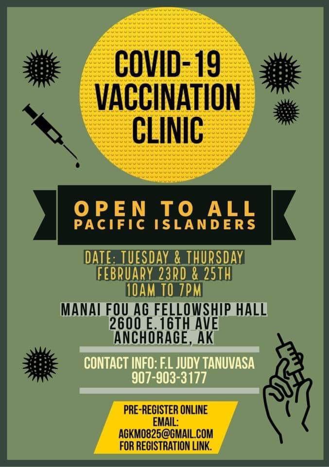 ejrdavid's tweet photo. Pacific Islander folks in Anchorage, please call or email and register to receive a COVID-19 vaccine! https://t.co/KbIzWWhcfR