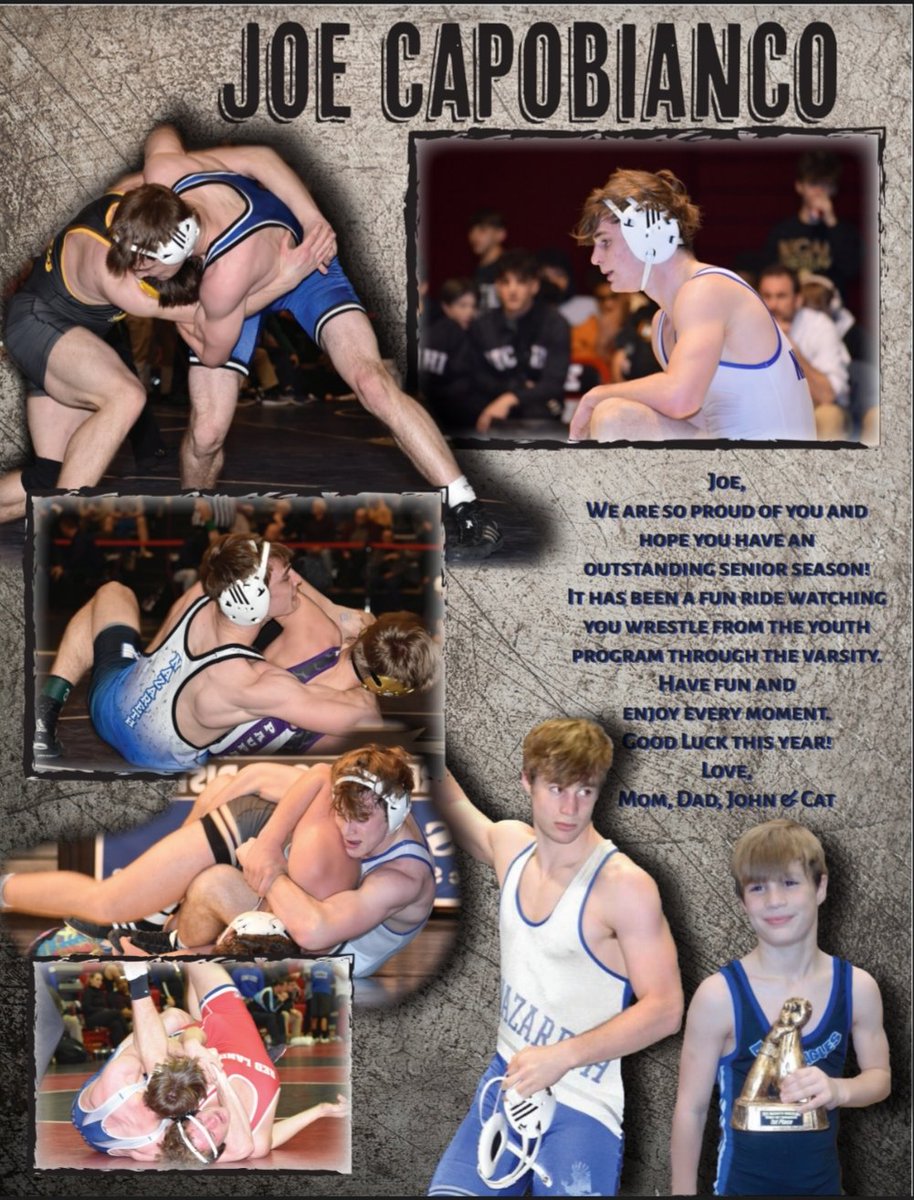 ☆ Senior Spotlight ☆
Nazareth Wrestler
JOSEPH CAPOBIANCO 
💙🦅🤼‍♂️
#ThankYou
#NazarethProud