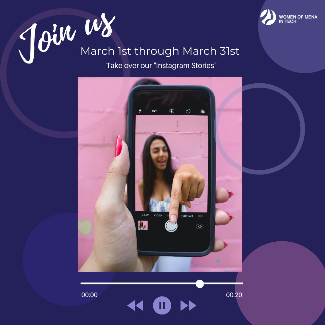 PersianWIT's tweet image. We are handing over our most sought after Social Media: &quot;Instagram Stories&quot;, to highlight YOU! 
 💜March 1st through March 31st you will meet everyday incredible MENA, Women In Tech (STEM) who are impacting, creating, building and working in the Tech Industry!