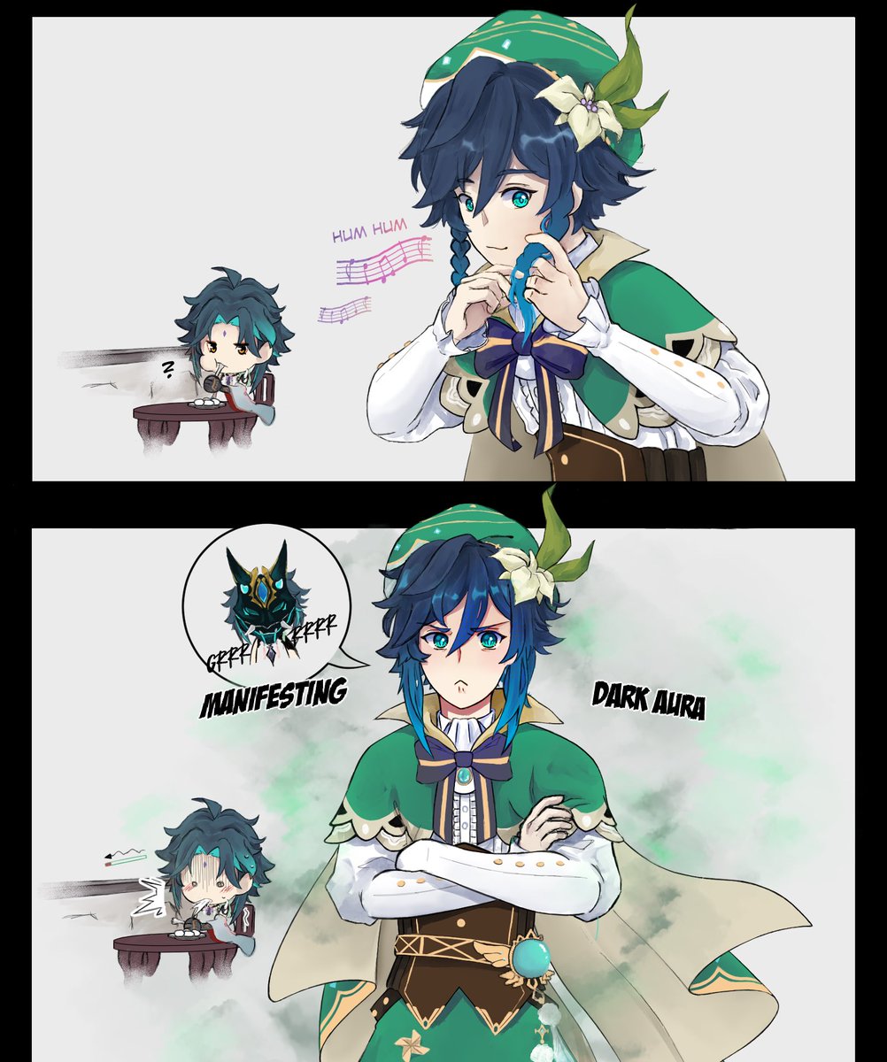[ #GenshinImpact ] If #xiaoven not real, why matchable hairstyles 🤔😌💚 