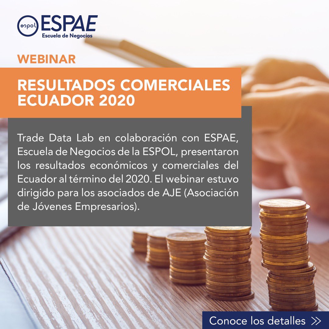 espae's tweet image. Se realizó el webinar "Resultados Comerciales Ecuador 2020", con la participación de @PaulVeraGilces y @domi0062. Te invitamos a conocer los detalles más importantes del mismo.