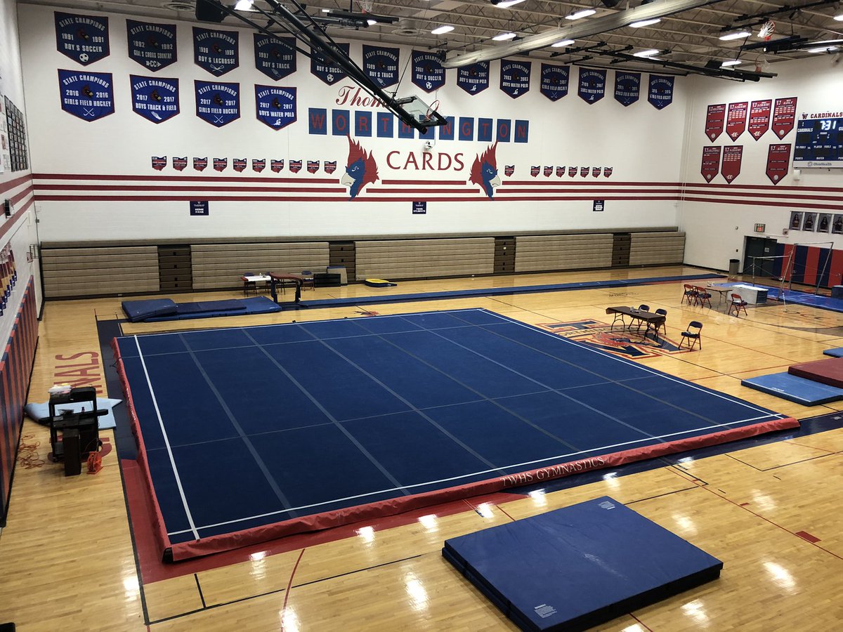 TWHSAthletics's tweet photo. TWHS is ready to host the OCC championship gymnastics meet tomorrow! 

Special thanks to our coaching staff and @TWHSGymnasts boosters for setup help! 

@ThisWeekFrank @ThisWeekSteve @ThisWeekSports @wcsdistrict @TWHS_SportsMed 

#ThisIsCardinalCountry #ItsWorthIt https://t.co/LJxBC7PTGb
