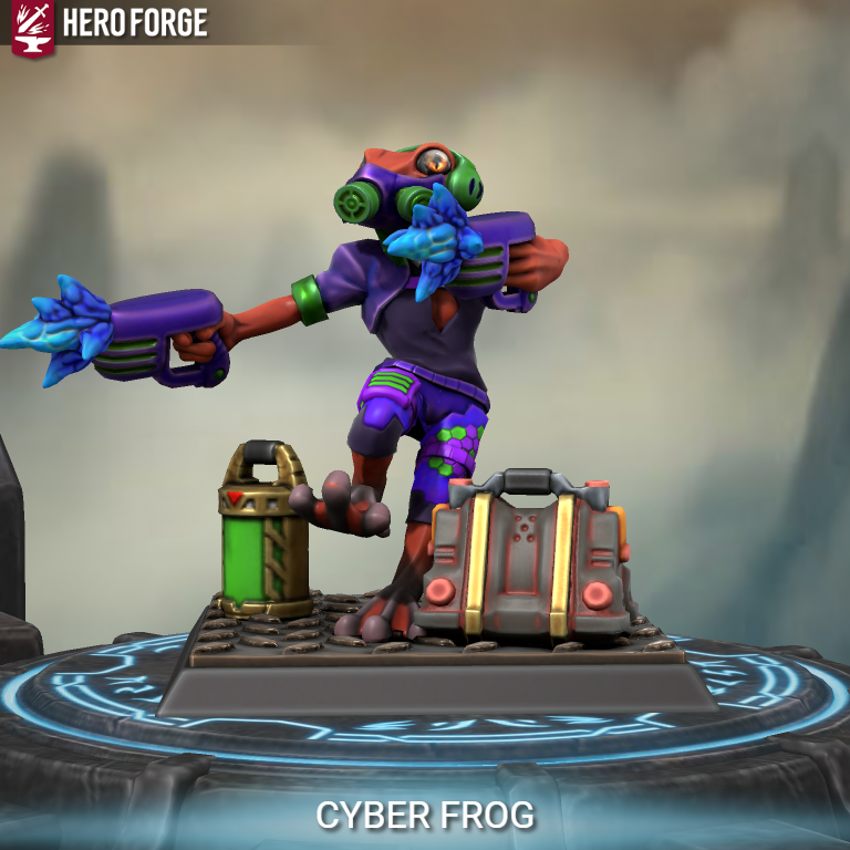gizmo508's tweet photo. @HeroForgeMinis here is my submission for the #HeroForgeFrogfolk contest #cyber #frogfolk https://t.co/dMu5KAamab https://t.co/Lz7ZGMIwIQ