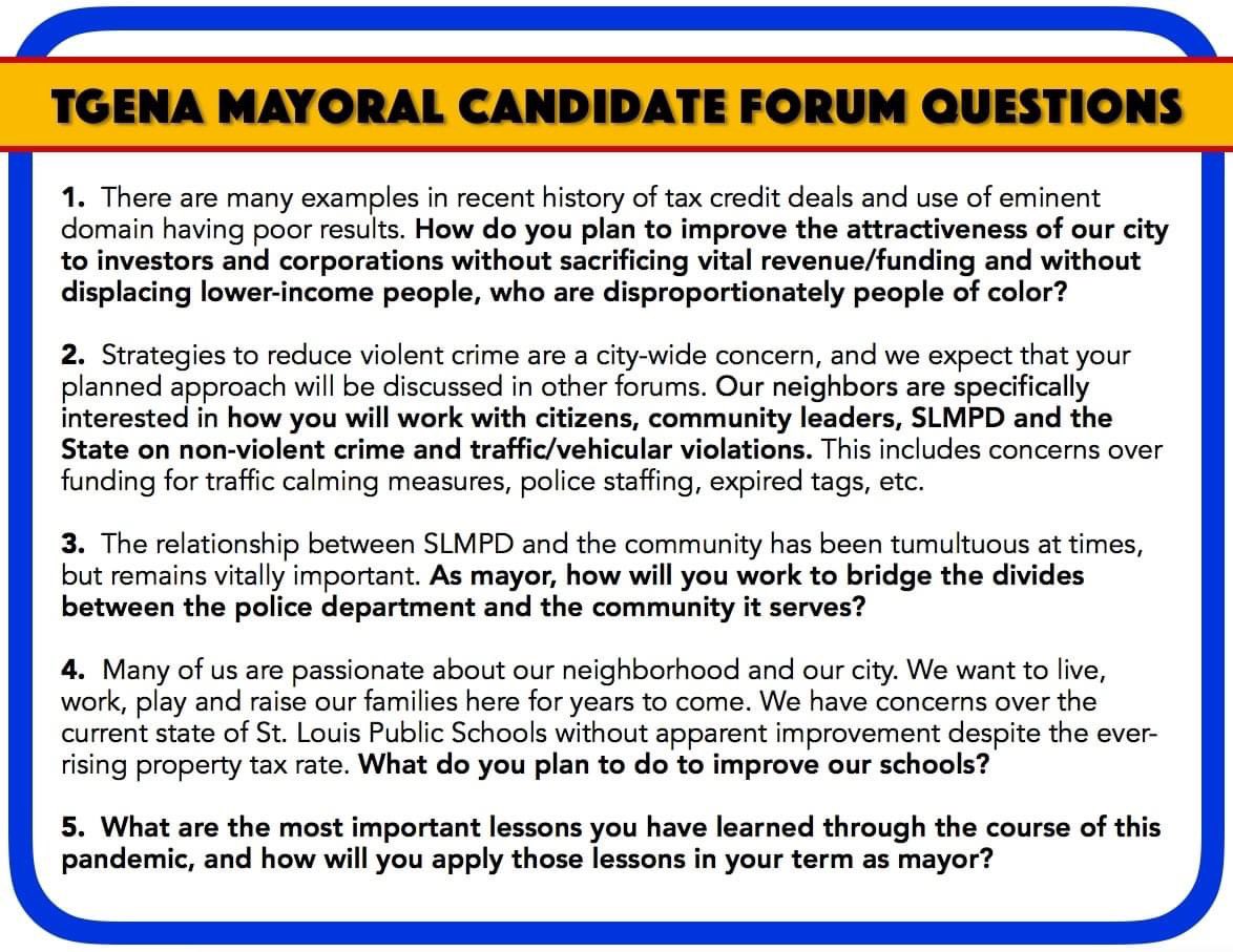 Tower Grove East (@tgeast) on Twitter photo Join us for the Tower Grove East Neighborhood Assoc. Mayoral Candidate Forum on Tuesday, 2/23 @ 7PM (on Zoom). We have received great video content from all candidates!
<a href="/AJones4MayorSTL/">Andrew Jones</a>
<a href="/tishaura/">Tishaura O. Jones (she/her)</a>
@ReedForMayorSTL
<a href="/CaraSpencerSTL/">Cara Spencer</a> Join us for the Tower Grove East Neighborhood Assoc. Mayoral Candidate Forum on Tuesday, 2/23 @ 7PM (on Zoom). We have received great video content from all candidates!
<a href="/AJones4MayorSTL/">Andrew Jones</a>
<a href="/tishaura/">Tishaura O. Jones (she/her)</a>
@ReedForMayorSTL
<a href="/CaraSpencerSTL/">Cara Spencer</a>