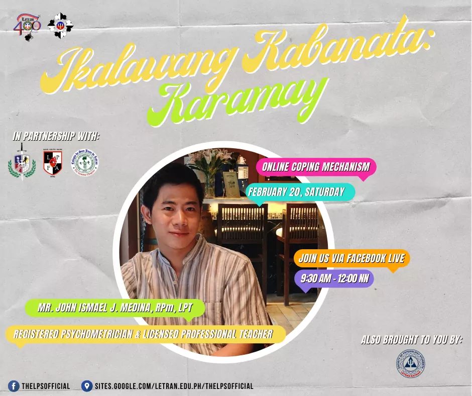 thelpsofficial's tweet photo. In partnership with the Letran Student Council, Letran Peer Facilitators' Association, and Society of Psychology Students - Letran Bataan.
Also brought to you by Philippine Association of Nutrition - Psi Gamma Chapter.
#LPSKaramay
#LakasPaninindiganSipag
#thelpsupdates https://t.co/ZMygQ2hKJE