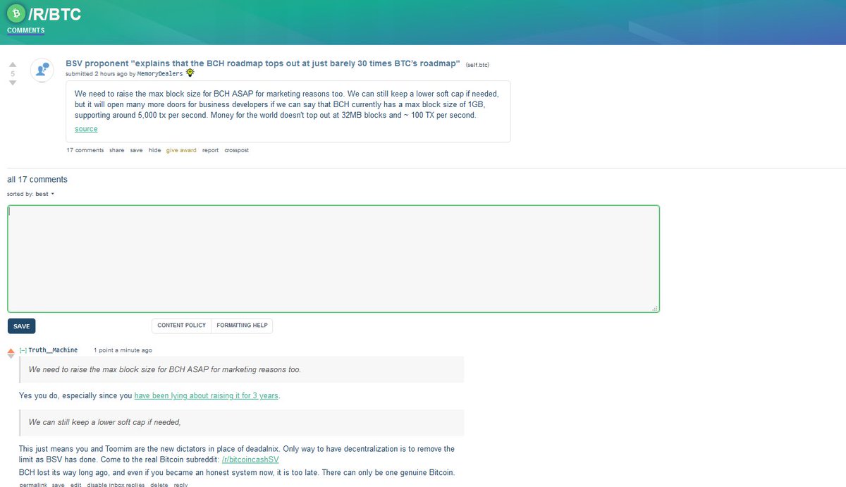 cryptorebel_SV's tweet image. BCH community is getting desperate, they know #BSV blocks and scaling power is dwarfing what they can do on BCH. Now Roger Ver wants to raise the limit for PR purposes, while keeping a soft limit in order to maintain his dictatorial power: 

Predictable