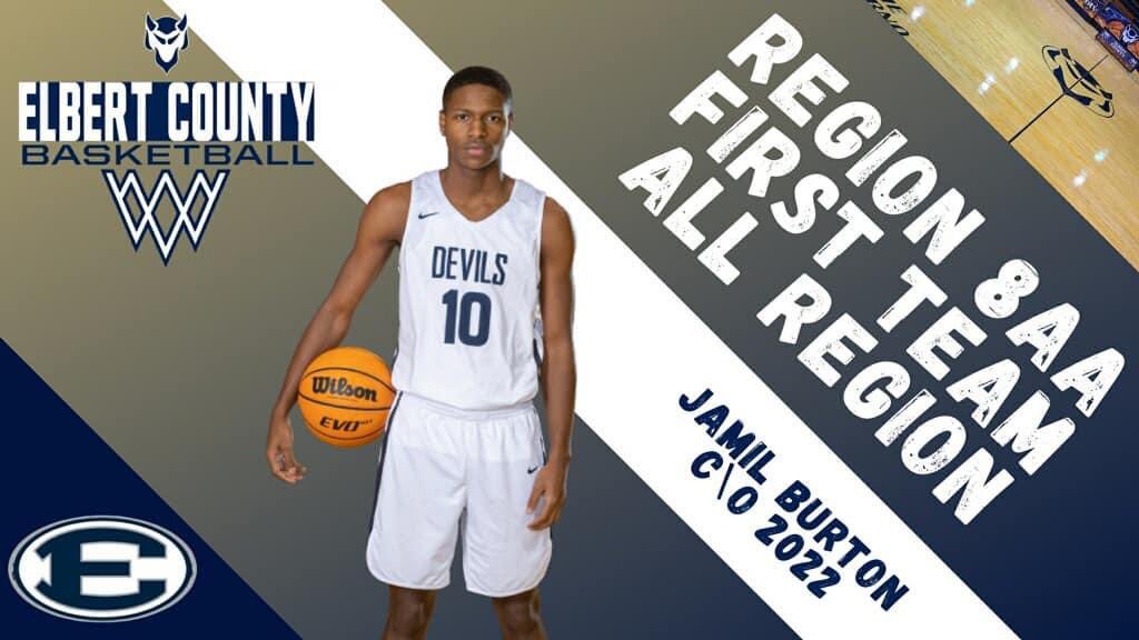 Congrats to Jamil Burton, #10, on being selected to the 2020-2021 First Team All-Region for Region 8-AA. Jamil is the Blue Devils 2nd leading scorer and leading rebounder. This is the 2nd year that Jamil has been named 1st Team All-Region.  #hismidrangeislethal. #lefthandedmoney