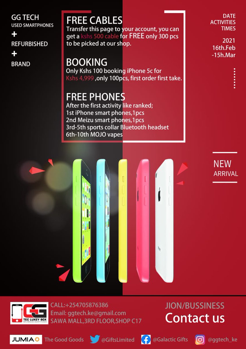 kafangi's tweet photo. RETWEET PLEASE OUR CLIENTS MIGHT BE ON YOUR TL
-iPhone 5c available for 4,999ksh with a booking fee  ya 100ksh
-The company is also looking for people with mobile outlets who could act as our sales people. If interested please contact us.

 Babu owino #MasculinitySatuarday https://t.co/vcuzwO5jCR
