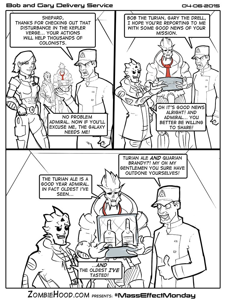 ZombieHoodComic's tweet photo. With @masseffect Legendary Edition just around the corner, it seems like a great time to resurface our Bob and Gary fancomic from 2015! @bioware we'll be waiting for the job invitation! Posting 1 everyday until release! #masseffectlegendary #MyShepard https://t.co/SMeOfyI7K6