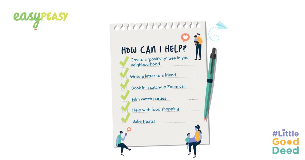 easypeasyapp's tweet photo. A #littlegooddeed can make a big difference! 💚 🌈

Check out our list of ideas to inspire you this week! @LittleGoodDeed

#community #strongertogether #littlegooddeed #easypeasy #positivity #parenting #family  #support https://t.co/0MBUxbYicR
