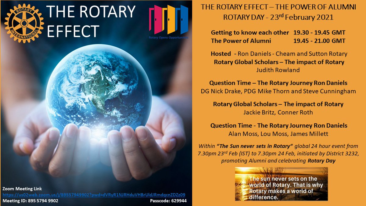 CheSutRotary's tweet photo. We are honoured to be part of "The Sun never sets on Rotary", the 24 hour event to celebrate Rotary Day on Feb 23 at 7.30pm. All are welcome. 
#rotary, #rotaryday, #rotaryeffect, https://t.co/6L9uCfm4qV