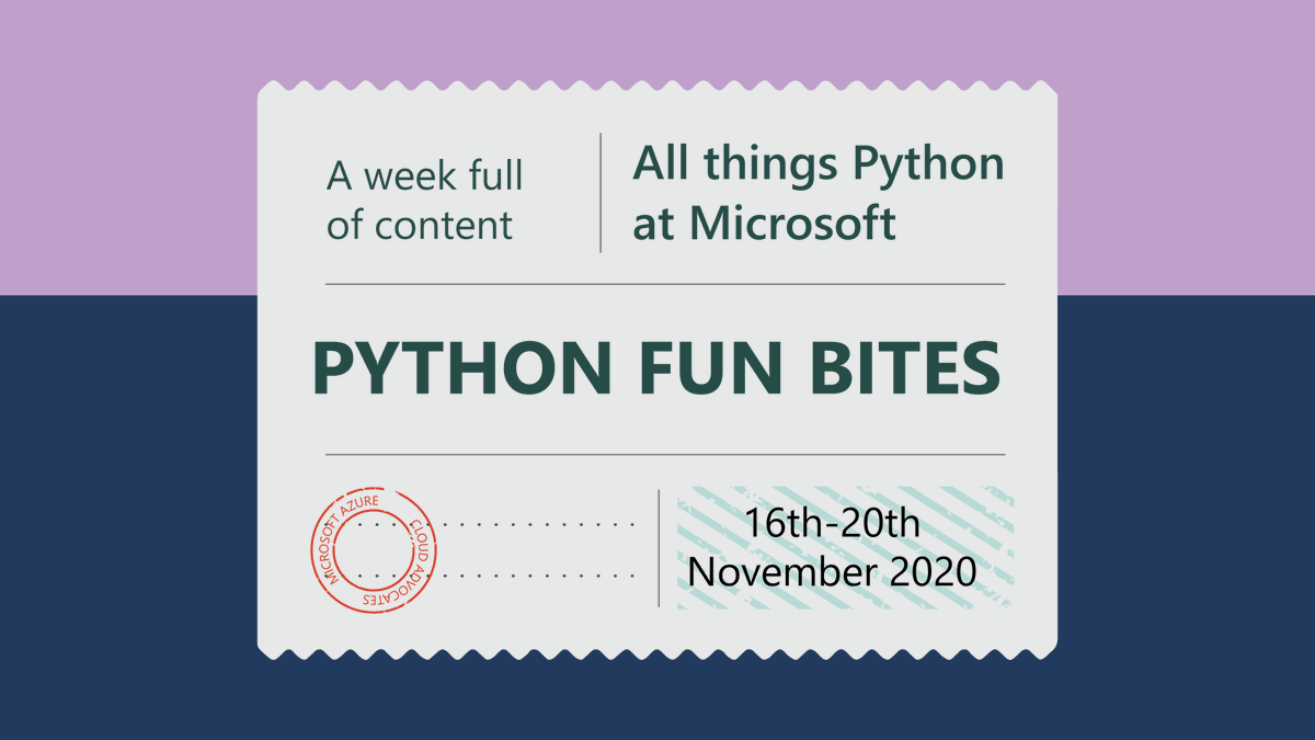 MSFTReactor's tweet photo. Exploring what you can do with #Python? 🔭🐍

Check out the collection assembled by Microsoft Pythonista @nnja with quick #PythonFunBites! 

Click through to see another reason why #azurelovespython: https://t.co/yNYFQjBihV https://t.co/iQFT62qvvb