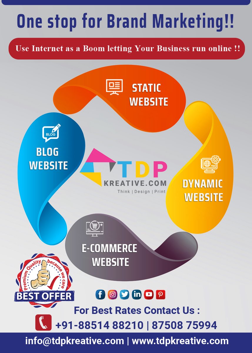 KreativeTdp's tweet photo. Use Internet as a Boom letting Your Business run online with our Website Services !
One Stop for Brand Marketing !!
for details contact us : +91-8851488210
info@tdpkreative.com | https://t.co/RkGMpiyhEI
#websitedesign #static #dynamic #ecommerce
#bestrate #bestdesign #tdpkreative https://t.co/JUtCrmbCEY