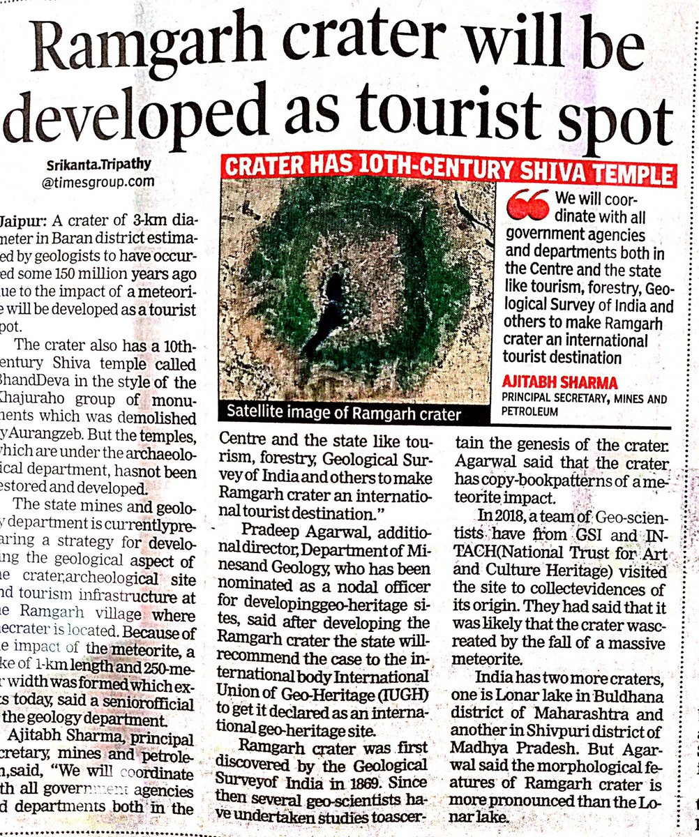 DrSatishCTripa1's tweet photo. We thank Rajasthan Government for accepting our request to develop Ramgarh Crater as GEOPARK. A good step towards geoheritage conservation #LawForGeoconservation @RajCMO @RajGovOfficial @narendramodi @JoshiPralhad @kvijayraghavan @PramodBhayaINC @MinesMinIndia https://t.co/GjyR5KVRgm