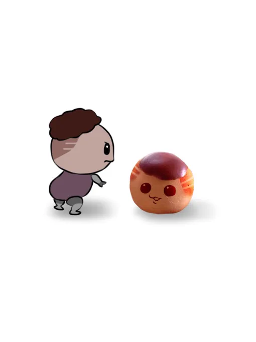 自分が描いたバンガを眺めているとやけに甘いものが欲しくなるなぁと思っていたのだが栗饅頭に似ている事に気が付いたので新しいアイコン作ったぞ? 
