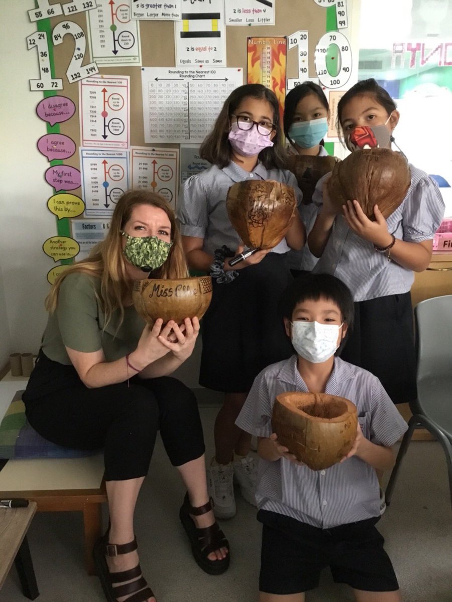 MissChloeMT's tweet photo. Before planting our coconuts we decorated them! 🥥🪴🎨🖍 We added patterns and shapes that expressed ourselves #ecoschool #sustainability #upcycle #TeamS107 #CognitaWay https://t.co/fW6o1bFuGR