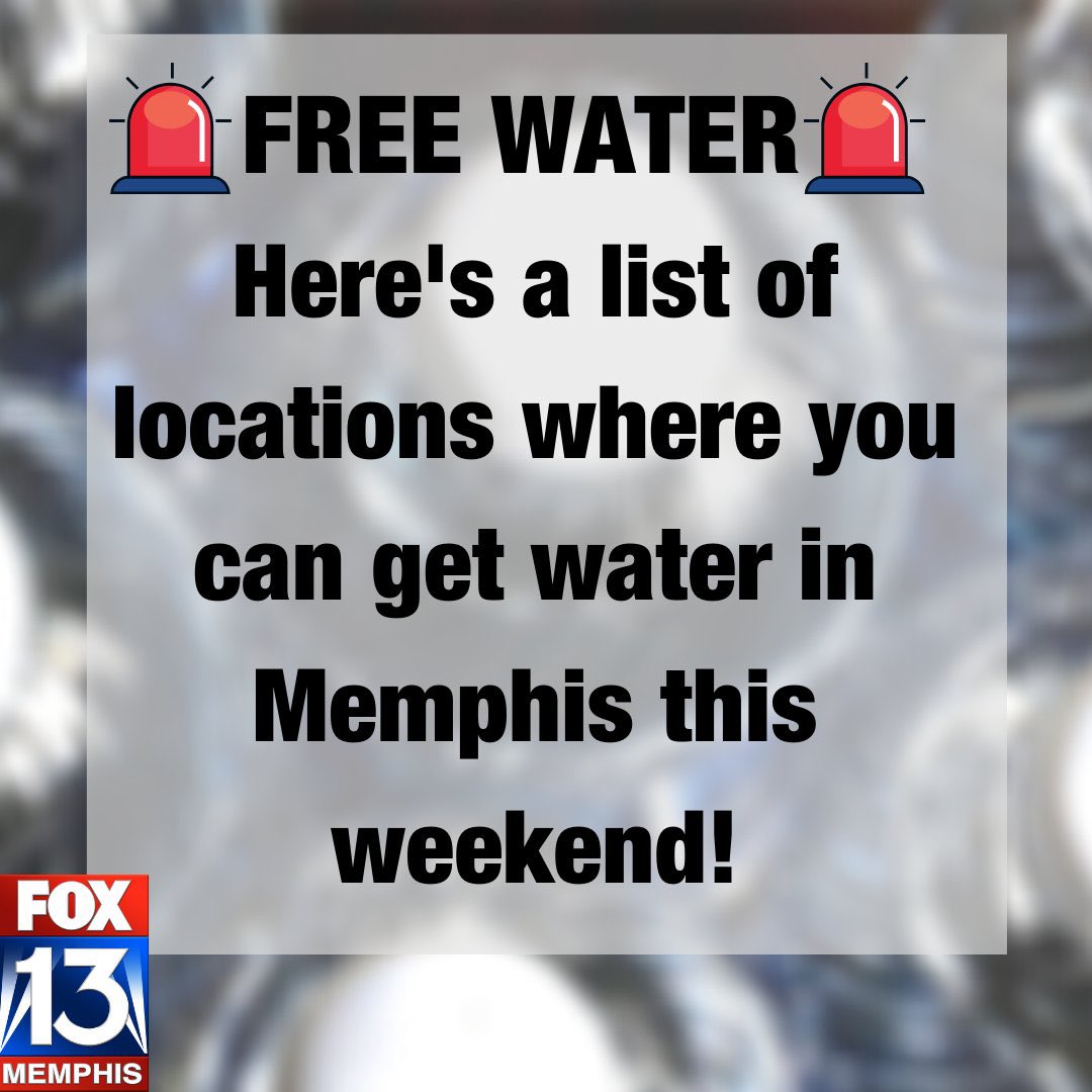 ReporterGarriss's tweet photo. Memphis, I know it’s been a challenge trying to find bottled water during the MLGW boil water advisory but there is HELP! 

Free water will be available this Sunday in every @CityOfMemphis district. 

Here’s a list, save it and share! We will get through this Memphis! 💞 https://t.co/AXc7YdfRYi