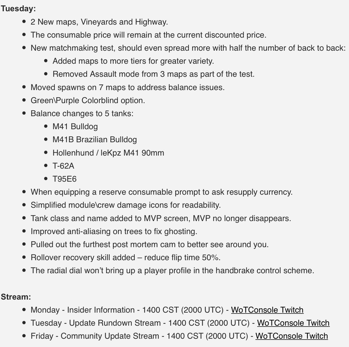 zoschoen's tweet photo. What’s new in Tuesday’s update @wotconsole https://t.co/M2bnkJVdXD