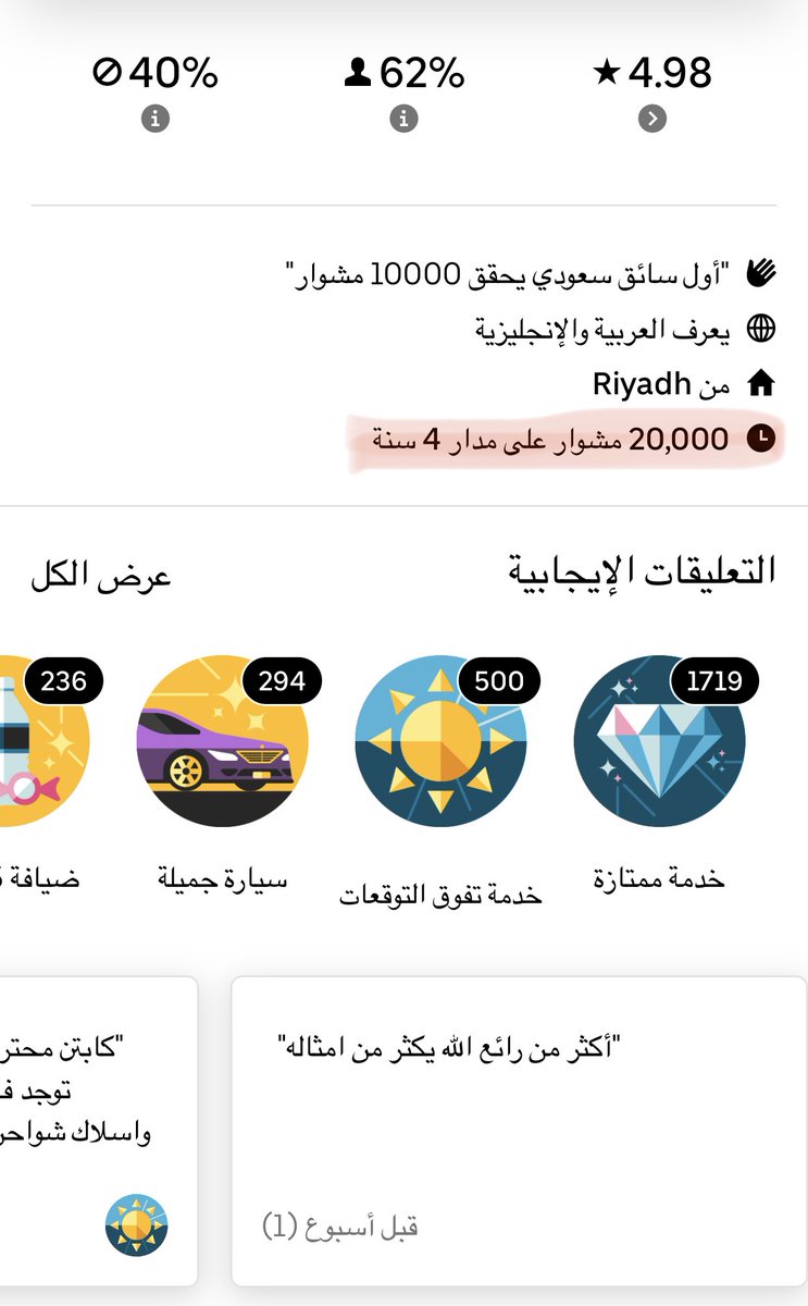 بحمد الله اليوم وصلت للرقم ٢٠  ألف مشوار مع <a href="/Uber_KSA/">أوبر السعودية</a>