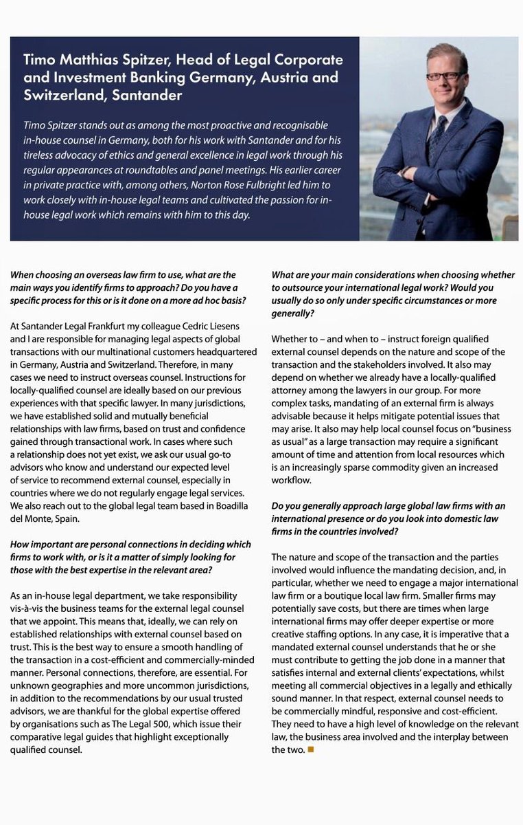 TimoSpitzer's tweet photo. Delighted to be featured by The Legal 500 (Legalease) in their Germany newsletter which was published on 17 February - what a nice and unexpected birthday surprise!
 @thelegal500 @Legal500DE https://t.co/49KnJb4Gjj